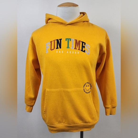 Forever 21 Men's Canary Yellow Pullover Hoody Sweatshirt Outerwear, sz SM - Picture 1 of 15